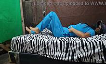 sexy stepmother ventilates hot vagina in bed before work