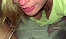 blonde slut sucks tinder guy's cock at home