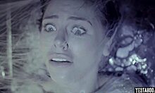 Brunette couple taken by aliens for live galactic sex show