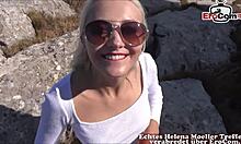 German Blonde Teen 18+ Fucks Outdoor With User In Sunglasses