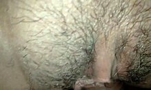 My horny cum shoots into her tight shaved pussy