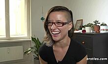 Brunette babe intensely masturbates with toys