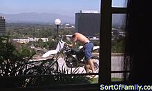 Busty stepmilf cockriding before blowjob.