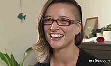 Brunette babe intensely masturbates with toys