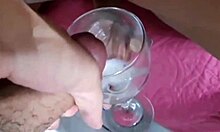 massage turns into cum in glass with anal and blowjob