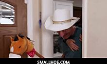 Feeling the thrill, smallhoe tiny 18+ cowgirl taken for a ride by Alona Bloom.