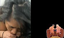 polynesian bbw slut gives bbc blowjob backstage then rides in scene