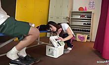 petite japanese teen gets tricked into her first suck by classmate in uncensored jav porn, so sneaky