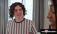 onlyteen 18+ blowjobs - cute brunette gets tittyfucked and slurps huge dick