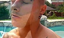 Feeling the passion in this hot blowjob by the poolside, so intense and wet