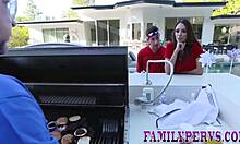 milf and teen sucking and fucking at stepfamily bbq