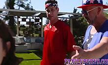 milf and teen sucking and fucking at stepfamily bbq