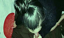 Sweet Latina Sucks Big Cock in Homemade Scene.