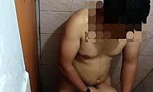 Asian couple shares passionate bathroom sex
