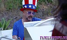 milf and teen sucking and fucking at stepfamily bbq