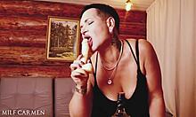 Mature Woman With Curvy Figure Enjoys Home Relaxation