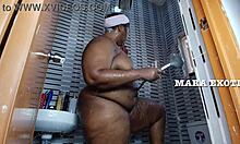 The ebony Nigerian couple is fucking in the shower standing doggystyle. Mara Exotic.
