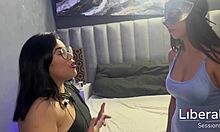 Sarah, the petite skinny tattooed 19-year-old Latina girl, makes her debut in Liberal Sessions through an interview and casting process