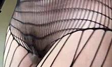 fetish workout with brunette milf in fishnets getting athletic and sexy in european style