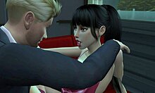 Asian wife shares table with old friend and cuckold husband