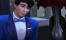 Asian wife shares table with old friend and cuckold husband