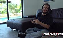 Crazy brunette babe rides fat cock roughly, sucking and blowing wildly