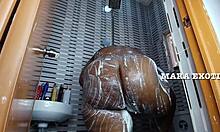 The ebony Nigerian couple is fucking in the shower standing doggystyle. Mara Exotic.