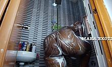 The ebony Nigerian couple is fucking in the shower standing doggystyle. Mara Exotic.