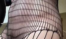 fetish workout with brunette milf in fishnets getting athletic and sexy in european style