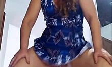 I watch Mirella Delicia rip her clothes off in a custom striptease, her big fat ass bouncing as she undresses.