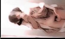 Amateur shemale japanese masturbating while looking in the mirror