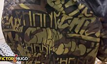 Tattooed guy enjoys quick bareback encounter with brunette