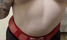 Tomboy striptease and bathtub orgasms