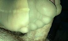 filling nylonsocks with cum after stocking footjob