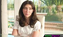 single milf soothes daughter at airbnb