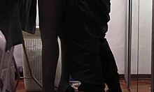 Milf says 'touch my legs in pantyhose while I iron' then gets fucked