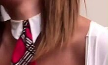 Role play young woman shows tits to teacher for blowjob.