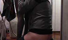 Milf says 'touch my legs in pantyhose while I iron' then gets fucked