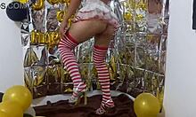 Stepson seduces stepdaughter in lingerie.