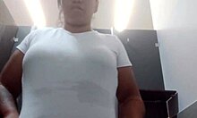 Trainer Smells Sweaty Pussy, Fucks In Gym Bathroom.