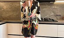 i seduced and fucked my horny stepmom after the party, russian amateur talking.