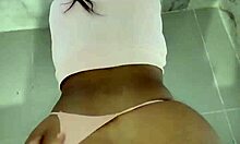 colombian teen cleans bathroom and ends with gaping creampie