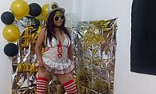 Stepson seduces stepdaughter in lingerie.