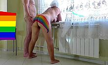 step son fucked mom in a tight ass and finished her anal