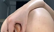 Intensely fucking tight pussy and virgin ass with double dildo