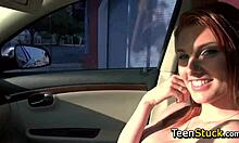 redhead teen babe gives pov blowjob to european hitchhiker
