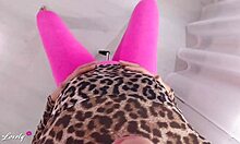 Dick sucking lesson by sexy babe in leggings with big nipples - female pov blowjob