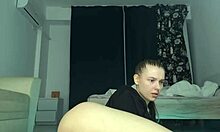 Intensely fucking tight pussy and virgin ass with double dildo