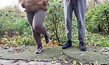 depraved curvy milf in leggings squats and pisses next to me?