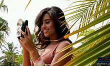 Stunning Latina Teen Katherinne Sofia Strips Naked Outdoor